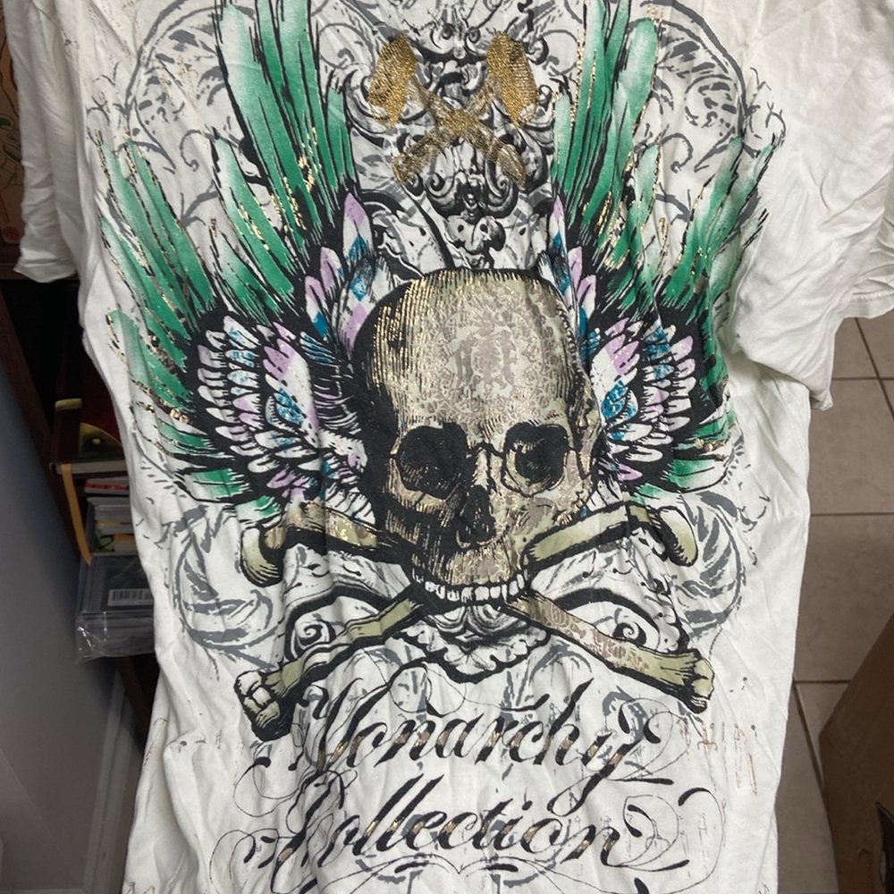 Vintage Monarchy “Winged Skull” Graphic White T-Shirt